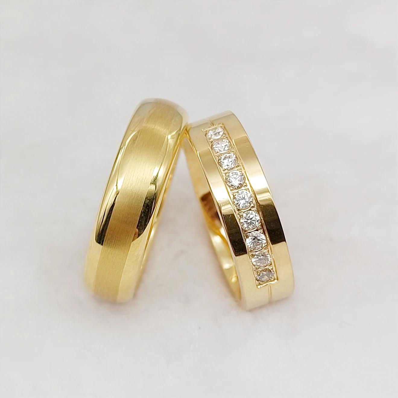 High Quality 1 Pair Matching Jewelry Lovers Ring Sets Mens Womens 18k gold plated Promise wedding rings designs for